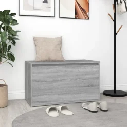 vidaXL Banco pasillo madera de ingeniería 80x40x45 cm Gris sonoma Clearance