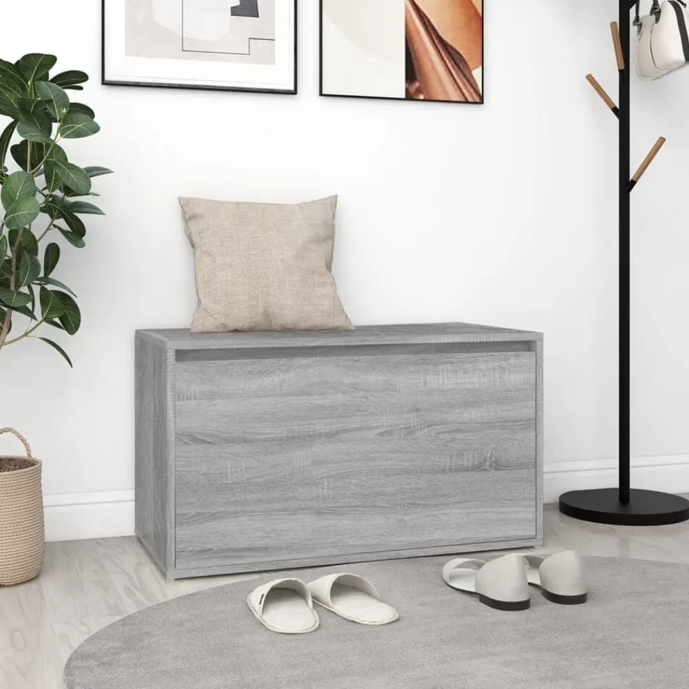 vidaXL Banco pasillo madera de ingeniería 80x40x45 cm Gris sonoma Clearance