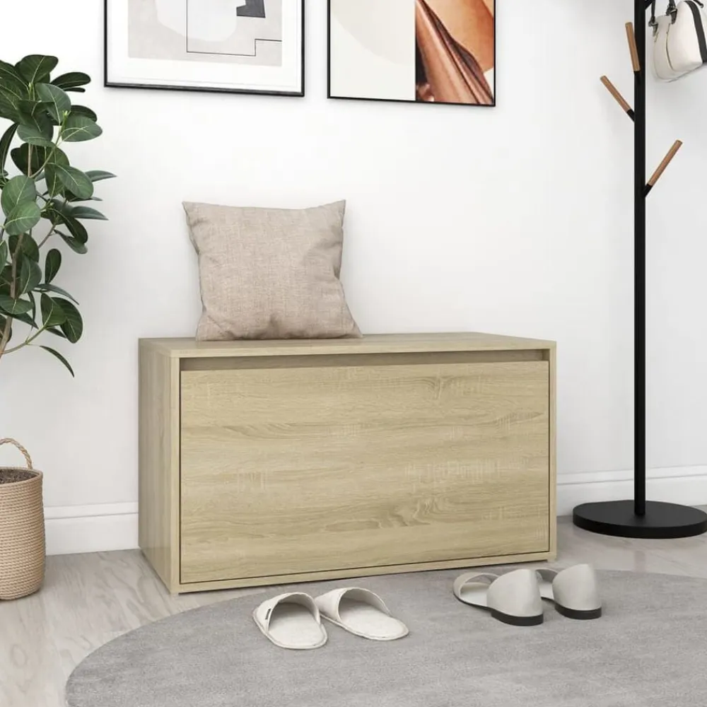 vidaXL Banco pasillo madera de ingeniería 80x40x45 cm Roble Sonoma Discount