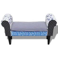 vidaXL Banco patchwork azul y blanco Outlet