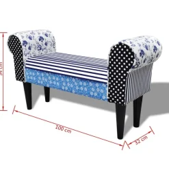 vidaXL Banco patchwork azul y blanco Outlet