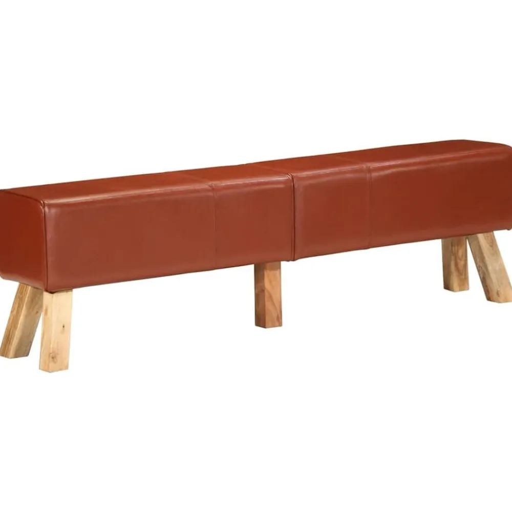 vidaXL Banco potro de gimnasio cuero auténtico marrón 160 cm Marrón oscuro Online