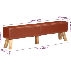 vidaXL Banco potro de gimnasio cuero auténtico marrón 160 cm Marrón oscuro Online