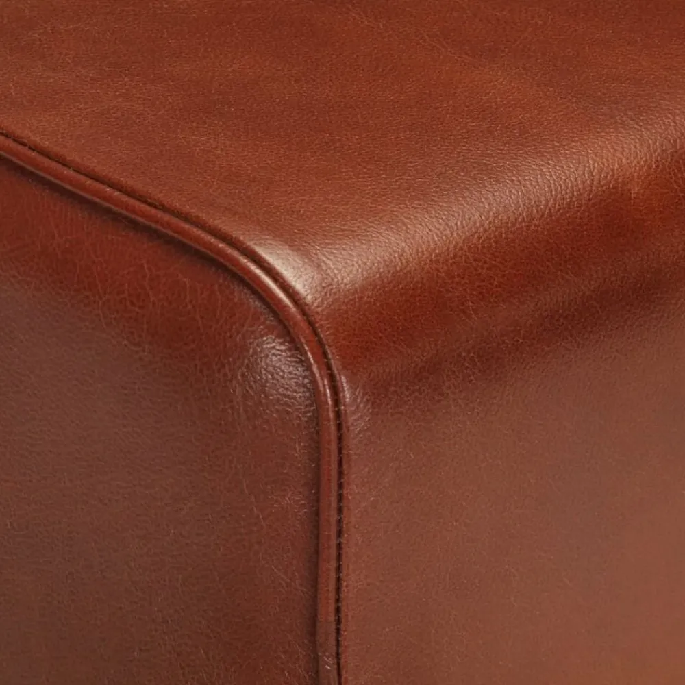 vidaXL Bancos-Banco potro gimnasio cuero auténtico madera mango marrón 58 cm