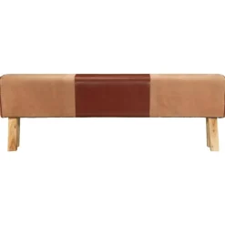 vidaXL Bancos-Banco potro gimnasio cuero y madera acacia maciza marrón 160 cm