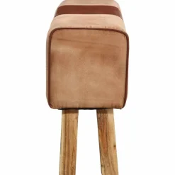 vidaXL Bancos-Banco potro gimnasio cuero y madera acacia maciza marrón 160 cm