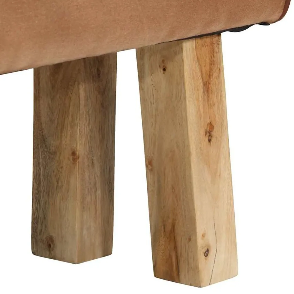 vidaXL Bancos-Banco potro gimnasio cuero y madera acacia maciza marrón 160 cm