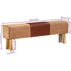 vidaXL Bancos-Banco potro gimnasio cuero y madera acacia maciza marrón 160 cm