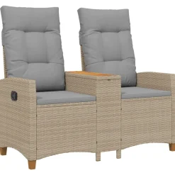 vidaXL Muebles De Jardín-Banco reclinable con mesa 126 x 65 x 112 cm