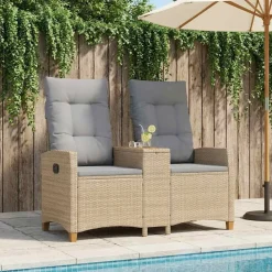 vidaXL Muebles De Jardín-Banco reclinable con mesa 126 x 65 x 112 cm