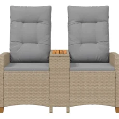 vidaXL Muebles De Jardín-Banco reclinable con mesa 126 x 65 x 112 cm