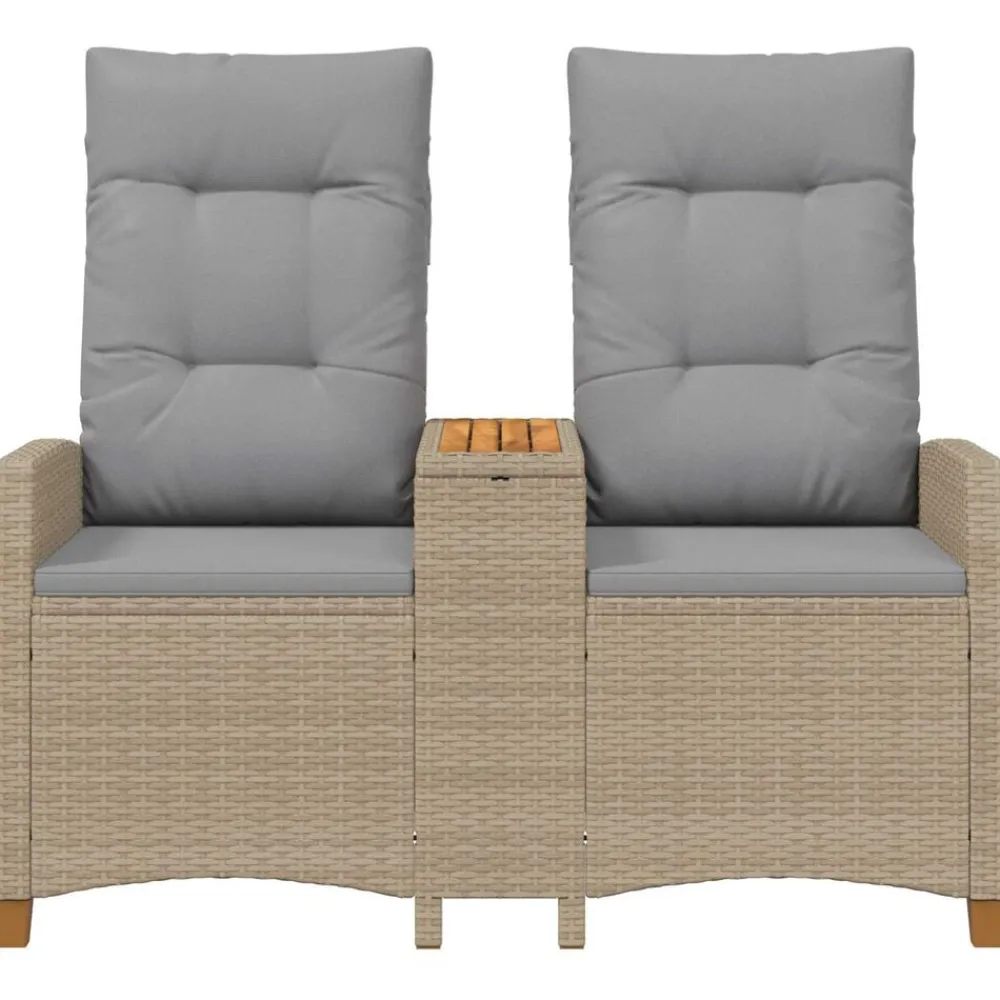 vidaXL Muebles De Jardín-Banco reclinable con mesa 126 x 65 x 112 cm