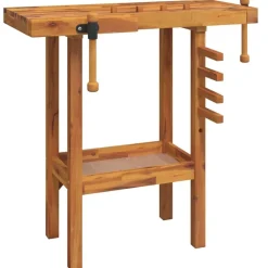 vidaXL Accesorios De Bricolaje-Banco trabajo con tornillos de banco madera acacia 92x48x83cm