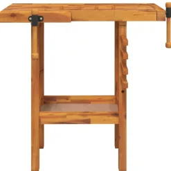 vidaXL Accesorios De Bricolaje-Banco trabajo con tornillos de banco madera acacia 92x48x83cm
