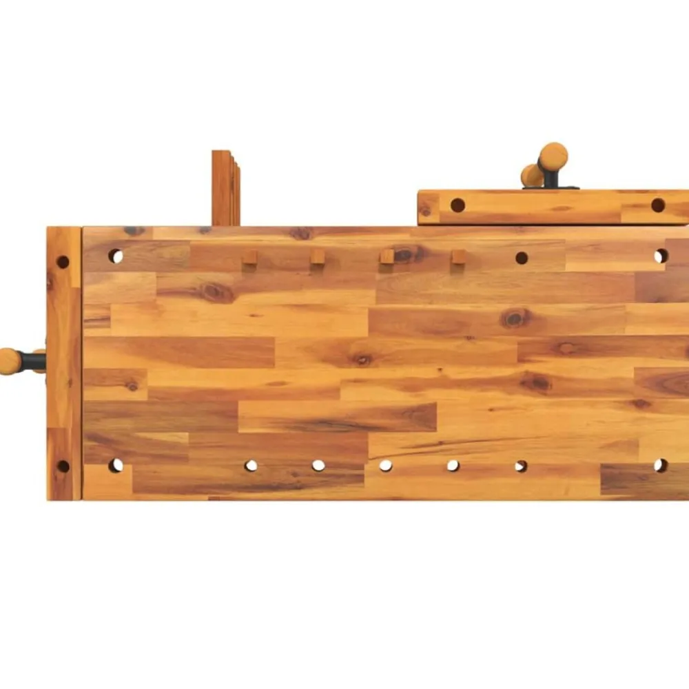 vidaXL Accesorios De Bricolaje-Banco trabajo con tornillos de banco madera acacia 92x48x83cm