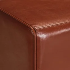 vidaXL Bancos-Banco Turnbock vintage con asas de cuero de cabra auténtico