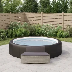 vidaXL Piscina Y Spa-Bancos bañera hidromasaje y cojines 2 uds ratán sintético