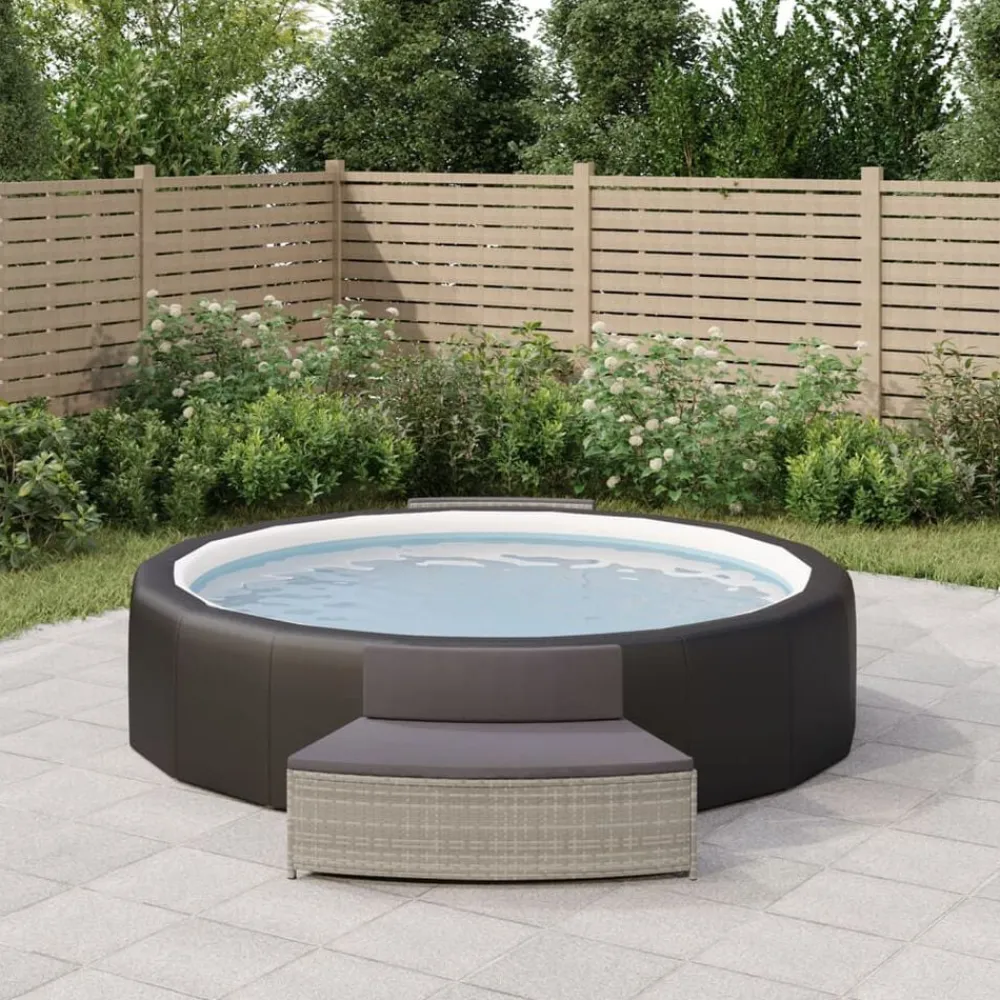 vidaXL Piscina Y Spa-Bancos bañera hidromasaje y cojines 2 uds ratán sintético