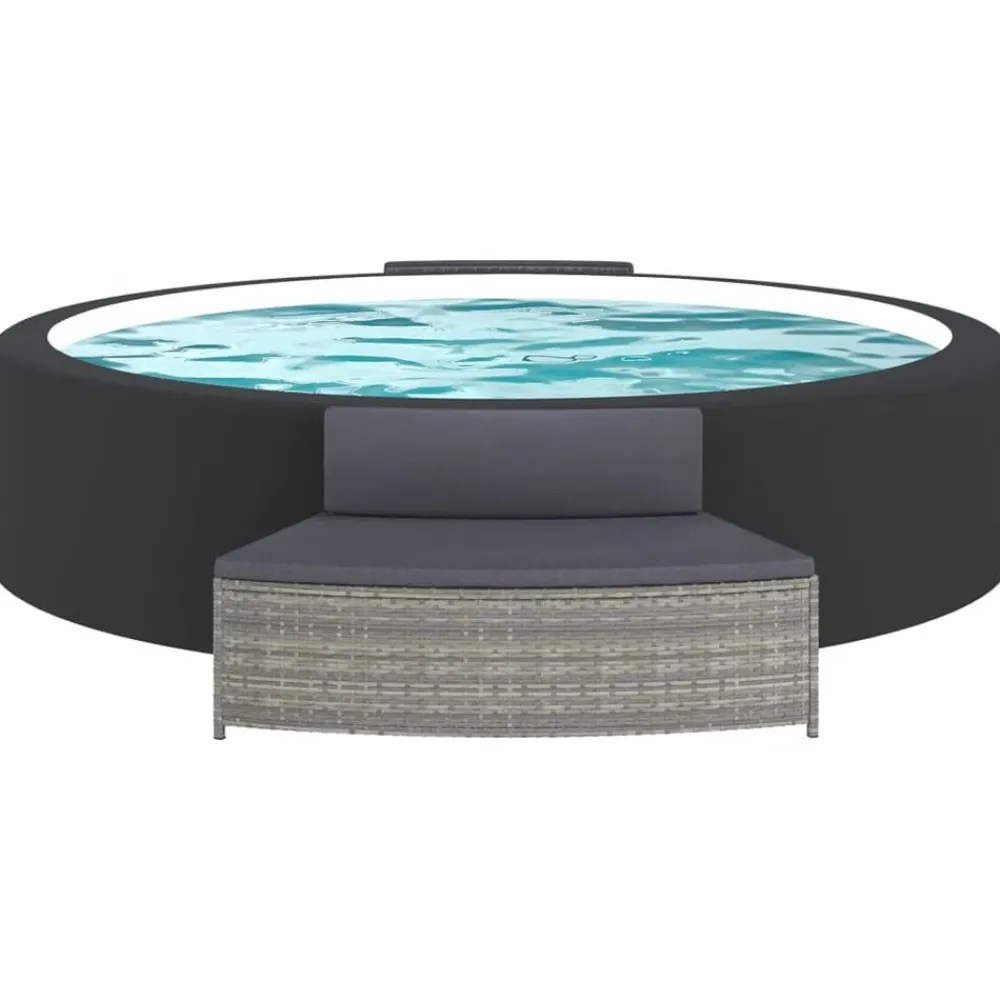 vidaXL Piscina Y Spa-Bancos bañera hidromasaje y cojines 2 uds ratán sintético