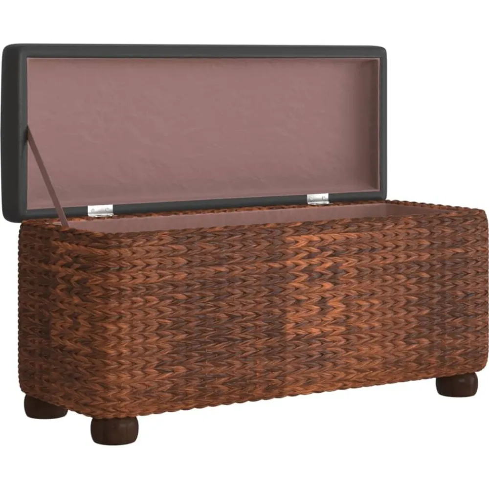 vidaXL Bancos con almacenaje con cojín 2 uds enea marrón 69 cm Marrón New