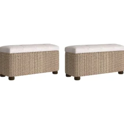 vidaXL Bancos-Bancos con almacenaje con cojín 2 uds enea 69 cm