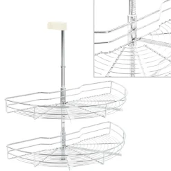 vidaXL Cocina Y Comedor-Bandeja cocina alambre 2 niveles plata 180 grados 75x38x80 cm