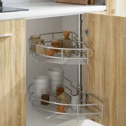 vidaXL Cocina Y Comedor-Bandeja cocina alambre 2 niveles plata 180 grados 75x38x80 cm
