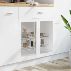 vidaXL Cocina Y Comedor-Bandeja cocina alambre 2 niveles plata 180 grados 75x38x80 cm