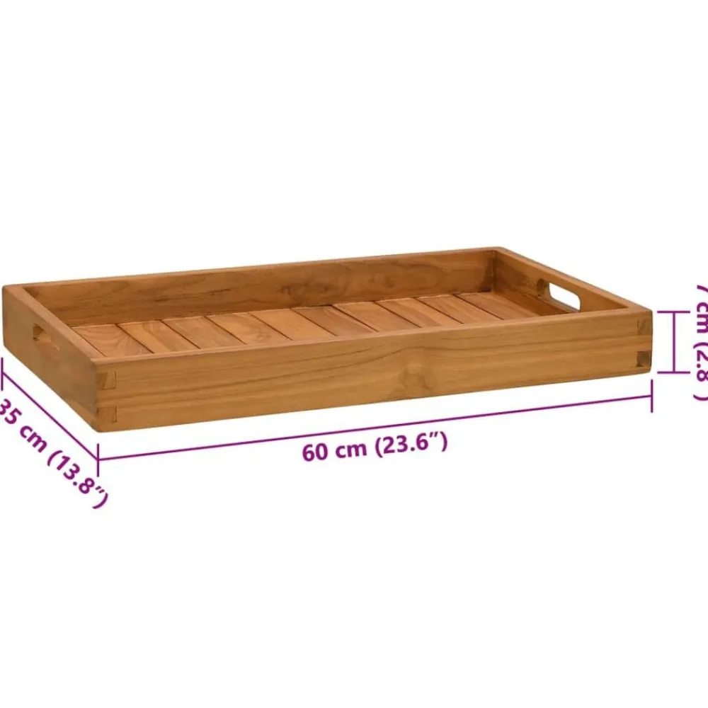 vidaXL Cocina Y Comedor-Bandeja de madera de teca maciza 60x35 cm