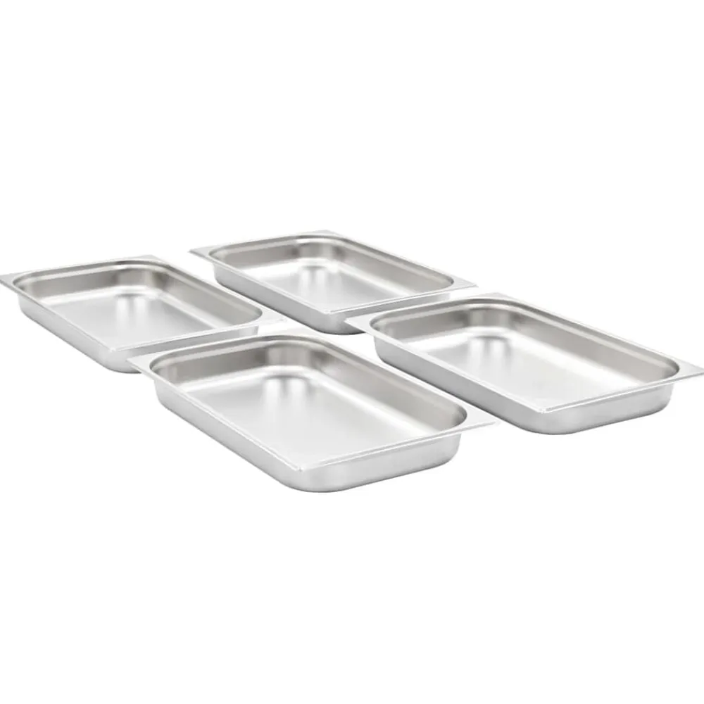 vidaXL Cocina Y Comedor-Bandejas Gastronorm 4 unidades GN 1/1 65 mm acero inoxidable