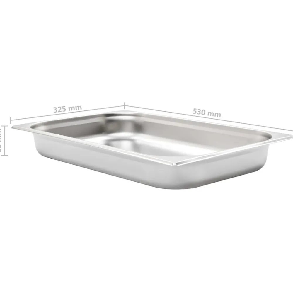 vidaXL Cocina Y Comedor-Bandejas Gastronorm 4 unidades GN 1/1 65 mm acero inoxidable