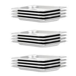 vidaXL Cocina Y Comedor-Bandejas Gastronorm 12 unidades GN 1/4 20 mm acero inoxidable
