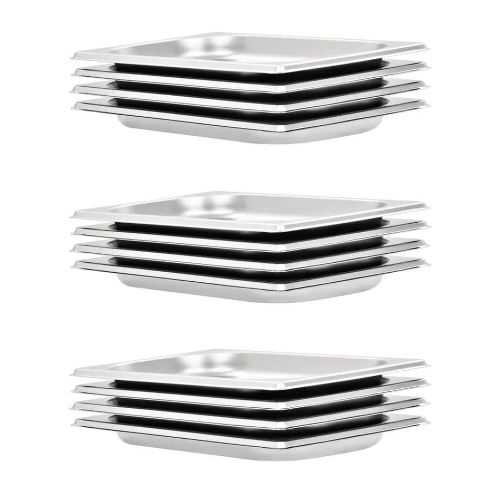 vidaXL Cocina Y Comedor-Bandejas Gastronorm 12 unidades GN 1/4 20 mm acero inoxidable