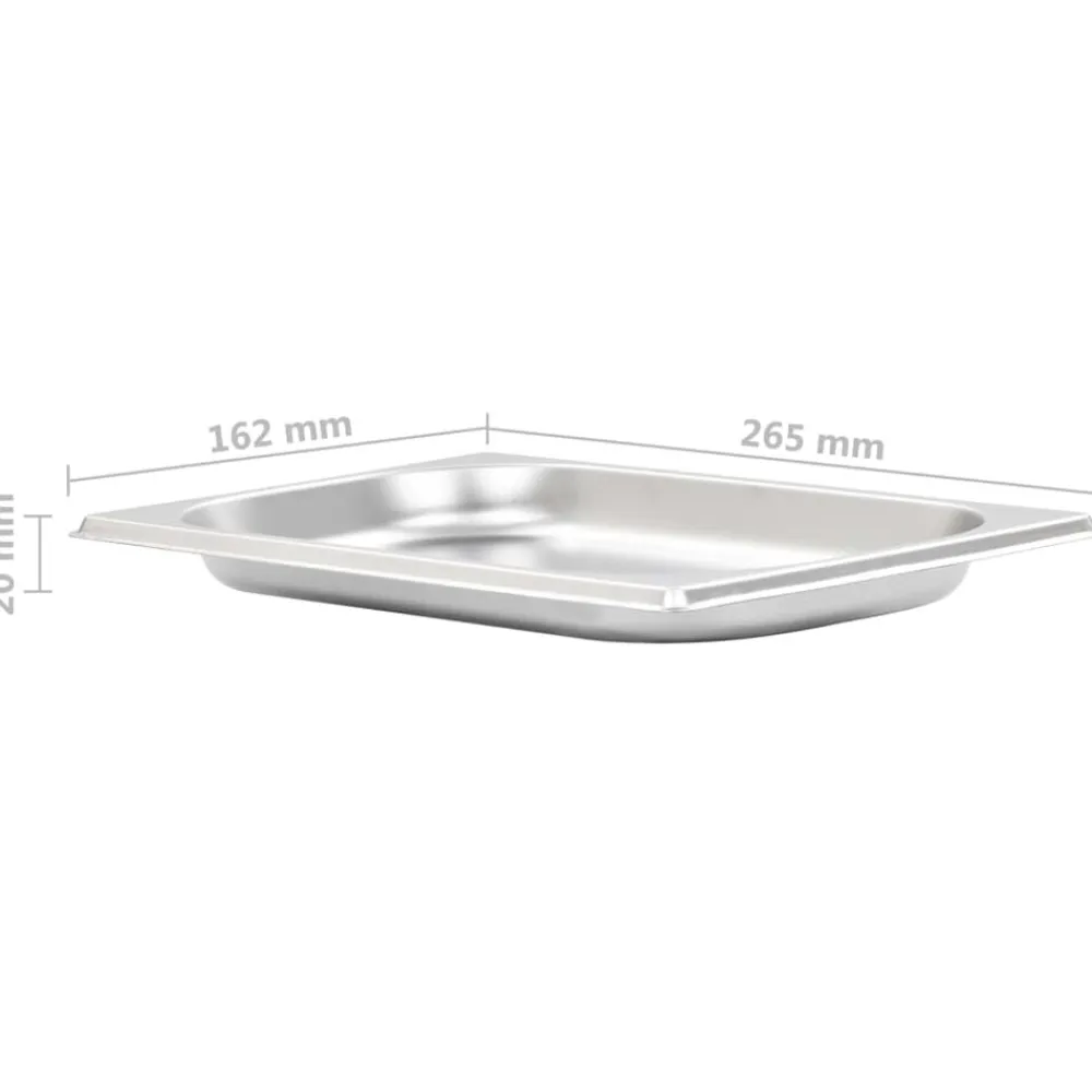 vidaXL Cocina Y Comedor-Bandejas Gastronorm 12 unidades GN 1/4 20 mm acero inoxidable