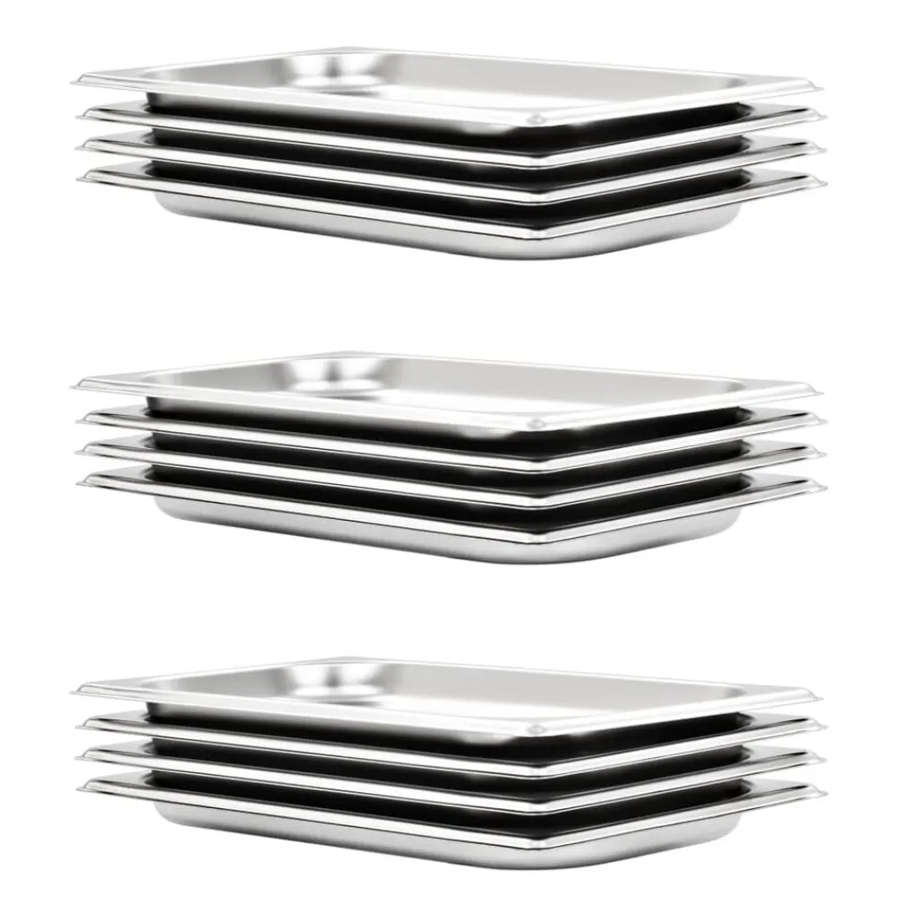 vidaXL Bandejas Gastronorm 12 unidades GN 1/3 20 mm acero inoxidable New