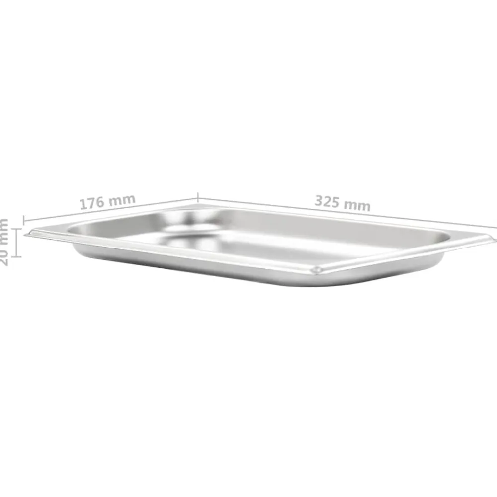 vidaXL Bandejas Gastronorm 12 unidades GN 1/3 20 mm acero inoxidable New