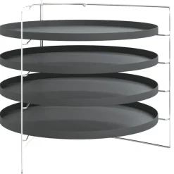 vidaXL Cocina Y Comedor-Bandejas para pizza 4 uds con estante acero Ø 28 cm