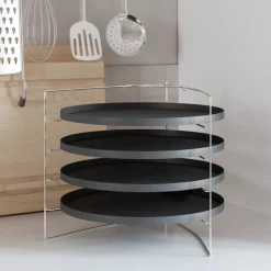 vidaXL Cocina Y Comedor-Bandejas para pizza 4 uds con estante acero Ø 28 cm