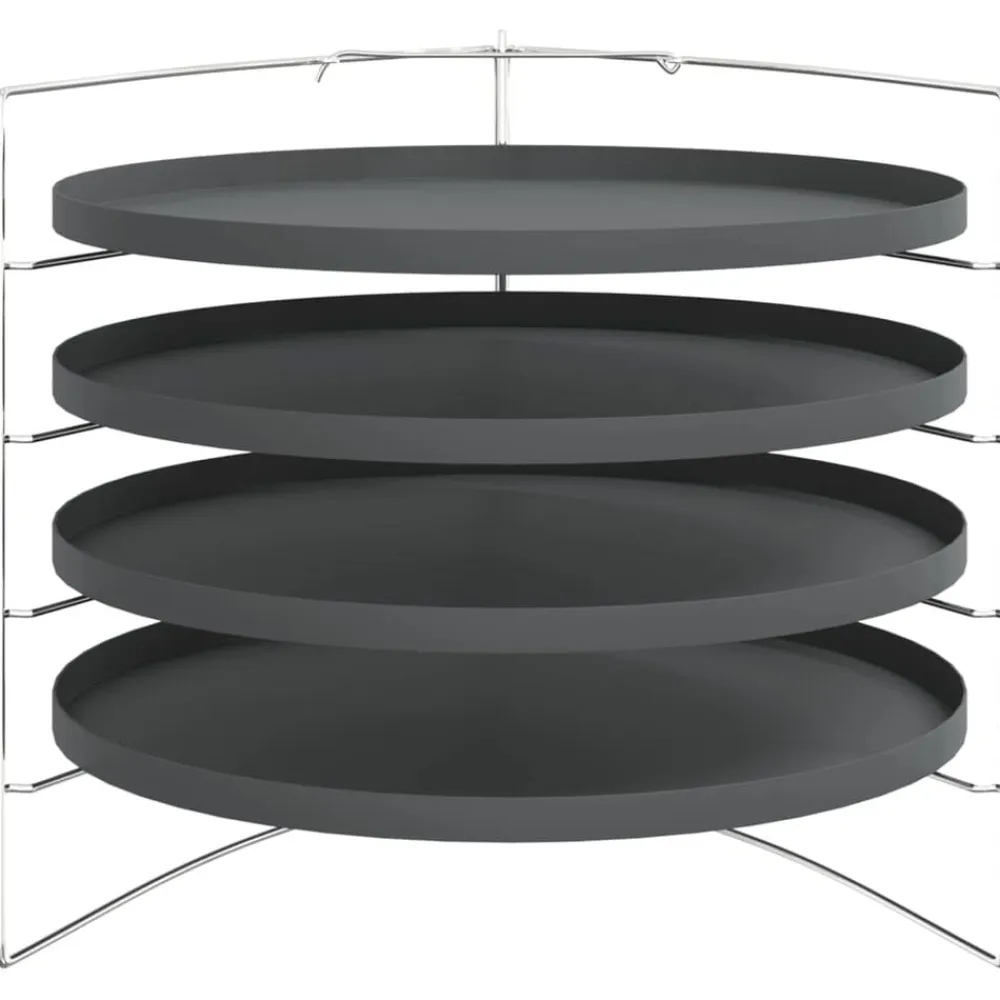 vidaXL Cocina Y Comedor-Bandejas para pizza 4 uds con estante acero Ø 28 cm