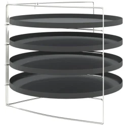 vidaXL Cocina Y Comedor-Bandejas para pizza 4 uds con estante acero Ø 28 cm