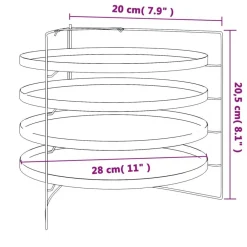vidaXL Cocina Y Comedor-Bandejas para pizza 4 uds con estante acero Ø 28 cm