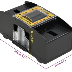 vidaXL Barajador de cartas automático negro 2 barajas
