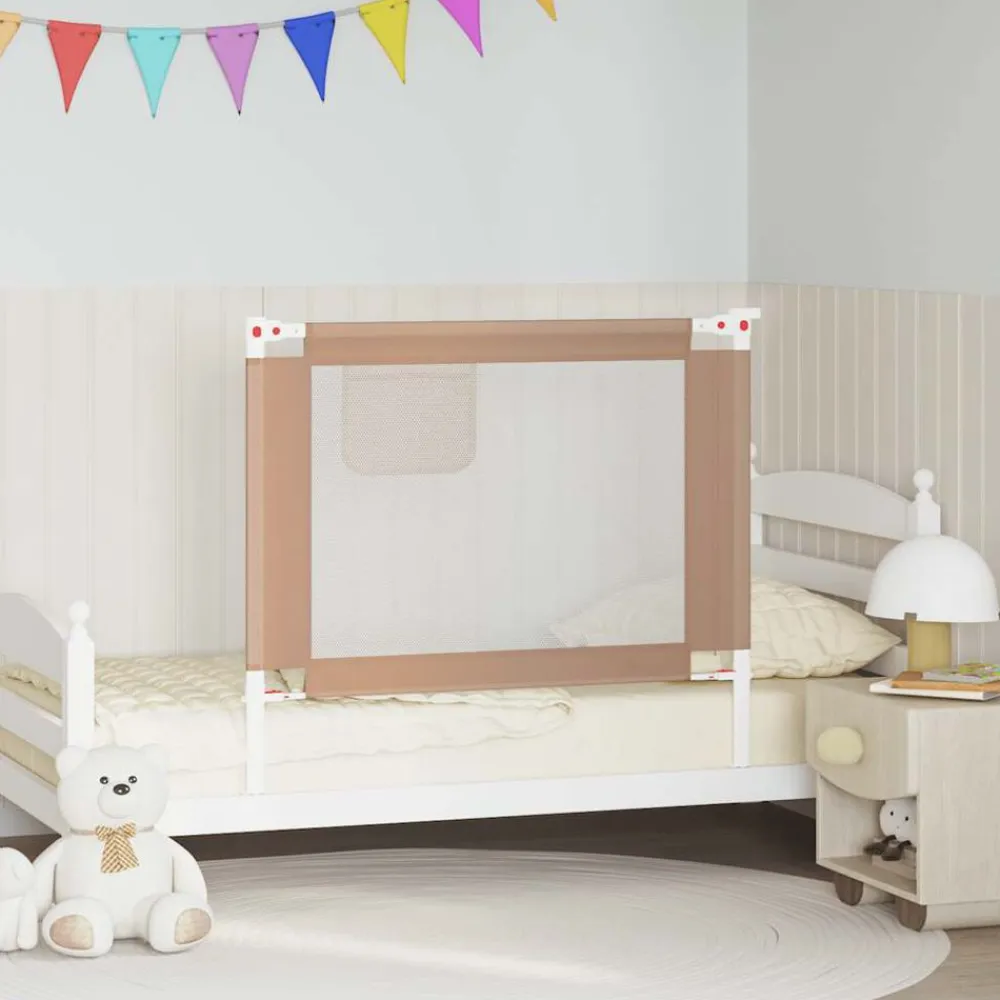 vidaXL Barandilla de seguridad cama de niño taupe tela 100x25 cm Taupé New