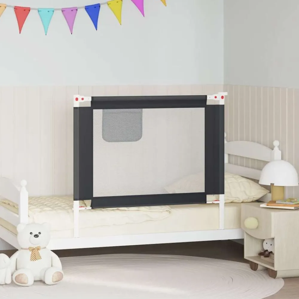 vidaXL Barandilla de seguridad cama de niño tela 100x25 cm Gris oscuro Sale