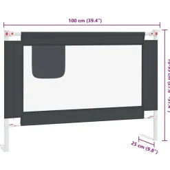 vidaXL Barandilla de seguridad cama de niño tela 100x25 cm Gris oscuro Sale