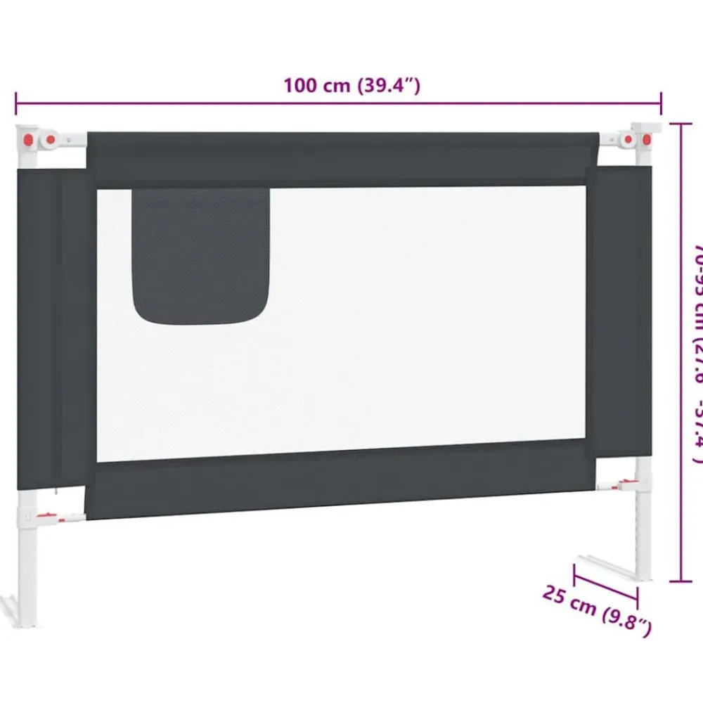 vidaXL Barandilla de seguridad cama de niño tela 100x25 cm Gris oscuro Sale