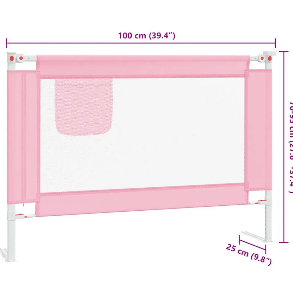 Niños vidaXL Protección Para El Bebé-Barandilla de seguridad cama de niño tela 100x25 cm