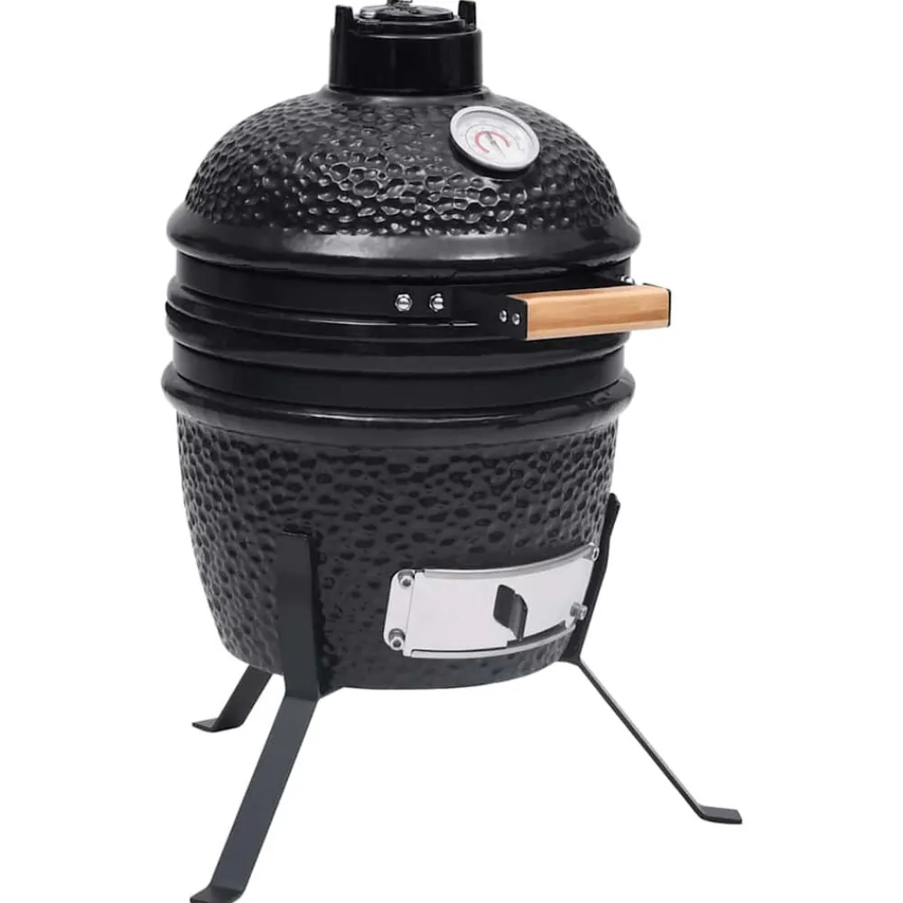 vidaXL Barbacoa 2 en 1 ahumadora Kamado de cerámica 56 cm Negro Sale