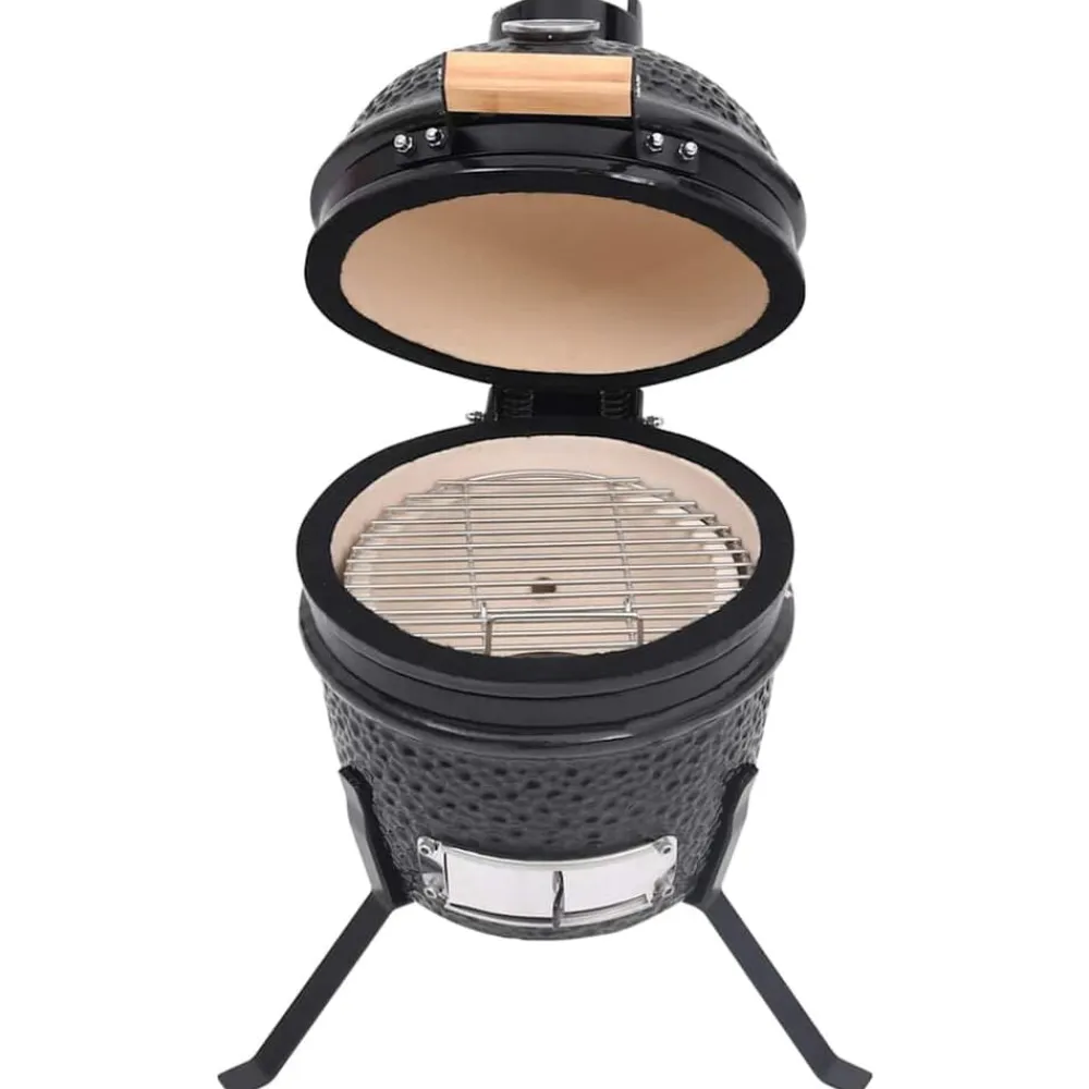 vidaXL Barbacoa 2 en 1 ahumadora Kamado de cerámica 56 cm Negro Sale