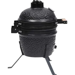 vidaXL Barbacoa 2 en 1 ahumadora Kamado de cerámica 56 cm Negro Sale